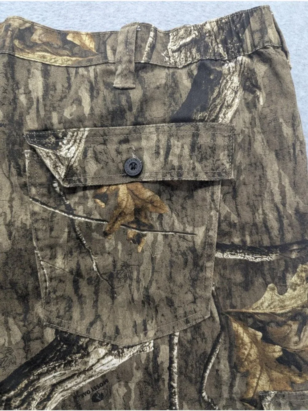 Mossy Oak Cargo Pants Mens 2XL 44-46 Brown Camo Elastic Waist Hunting Outdoor